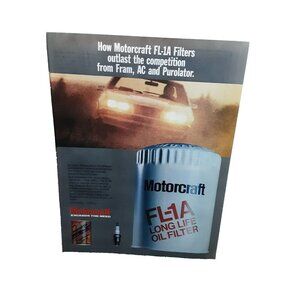 1985 Motorcraft Long Life Car Oil Filter Original Print Ad